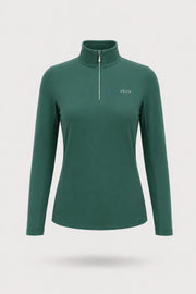The Long Sleeve Zip Neck Golf Top - Green