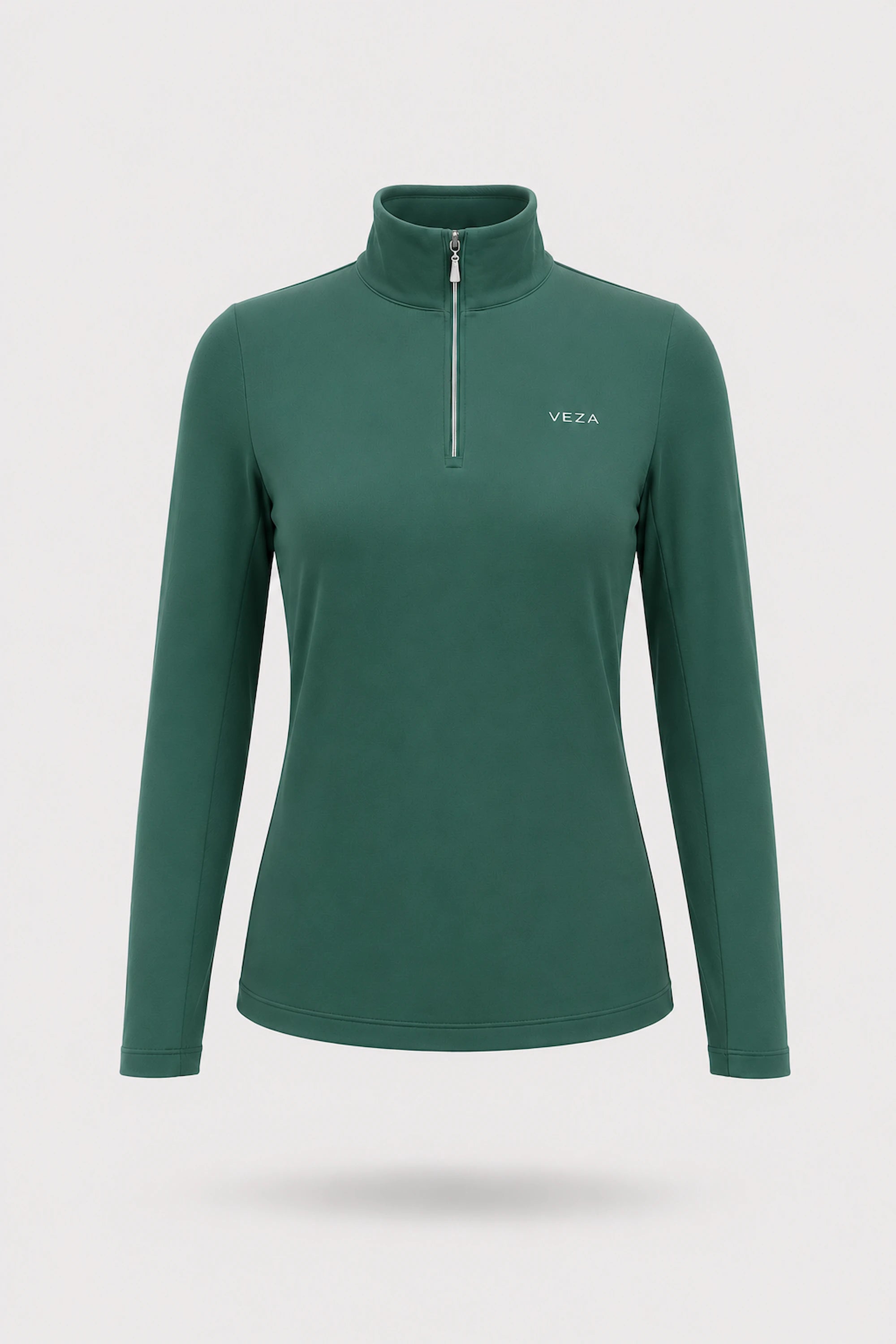 The Long Sleeve Zip Neck Golf Top - Green