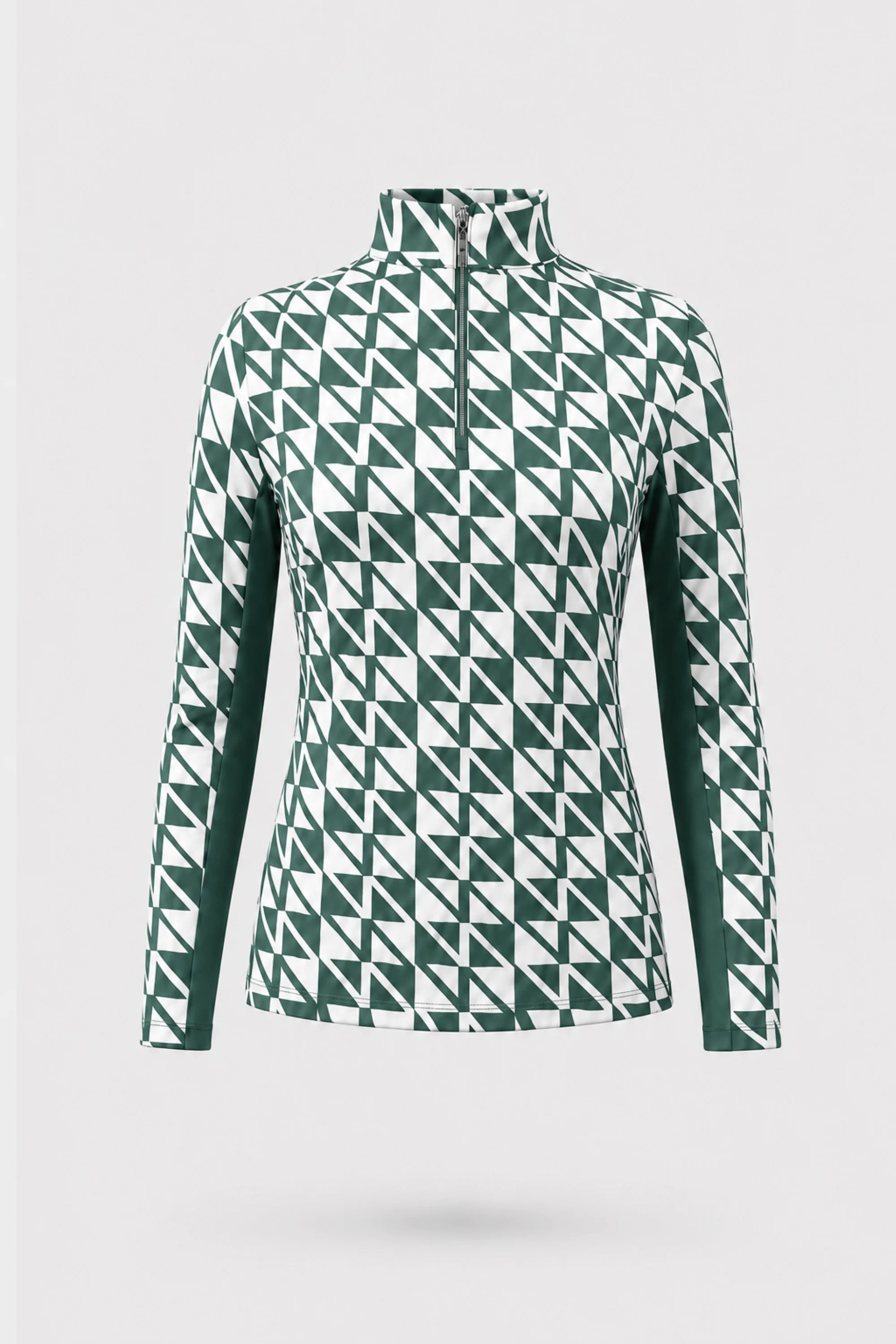 The Long Sleeve Zip Neck Golf Top - Signature Green
