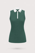 The Sleeveless Zip Neck Golf Polo - Green
