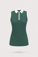 The Sleeveless Zip Neck Golf Polo - Green
