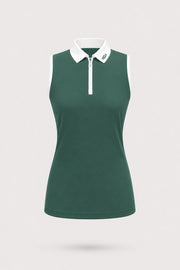 The Sleeveless Zip Neck Golf Polo - Green