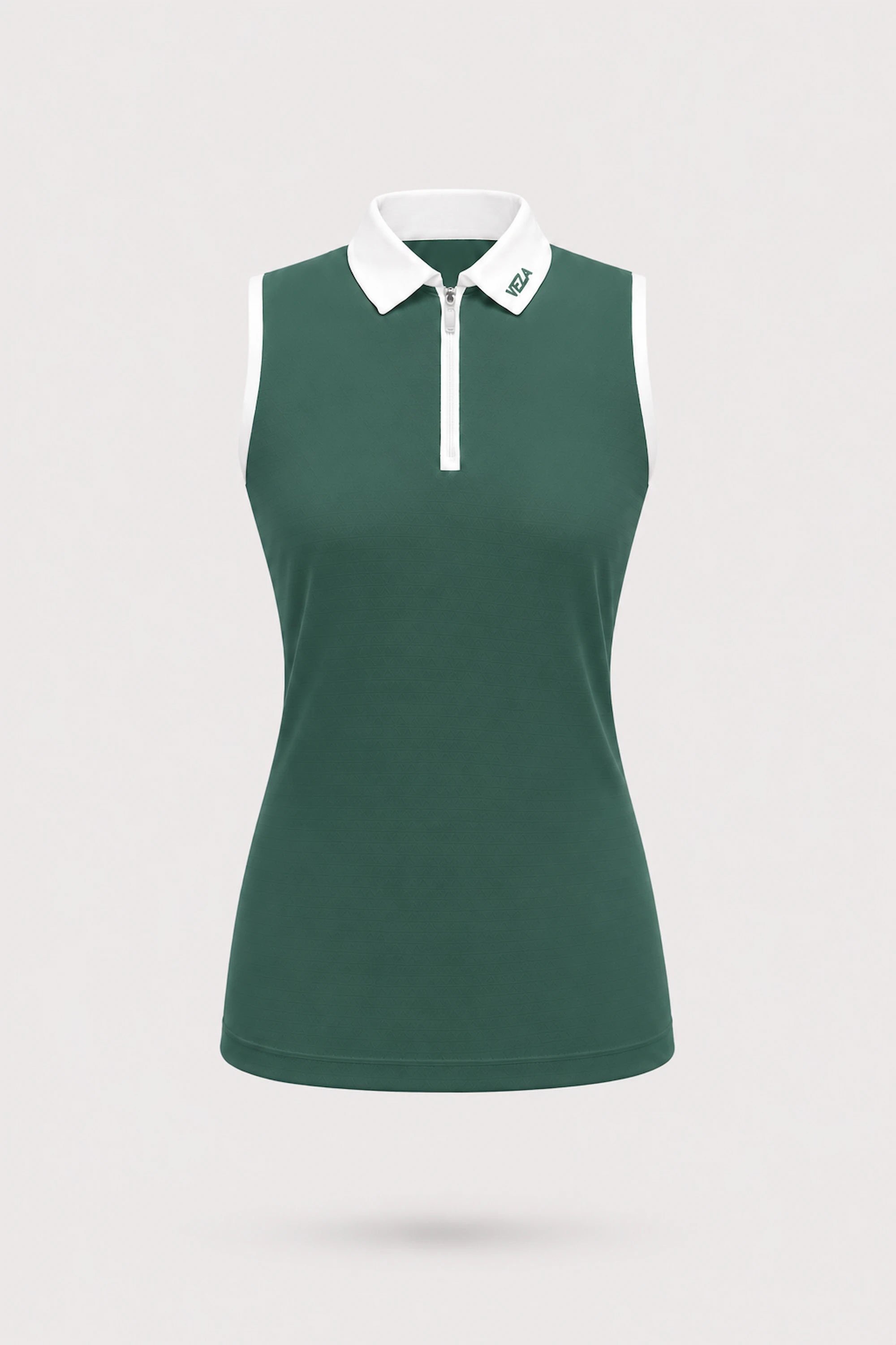 The Sleeveless Zip Neck Golf Polo - Green