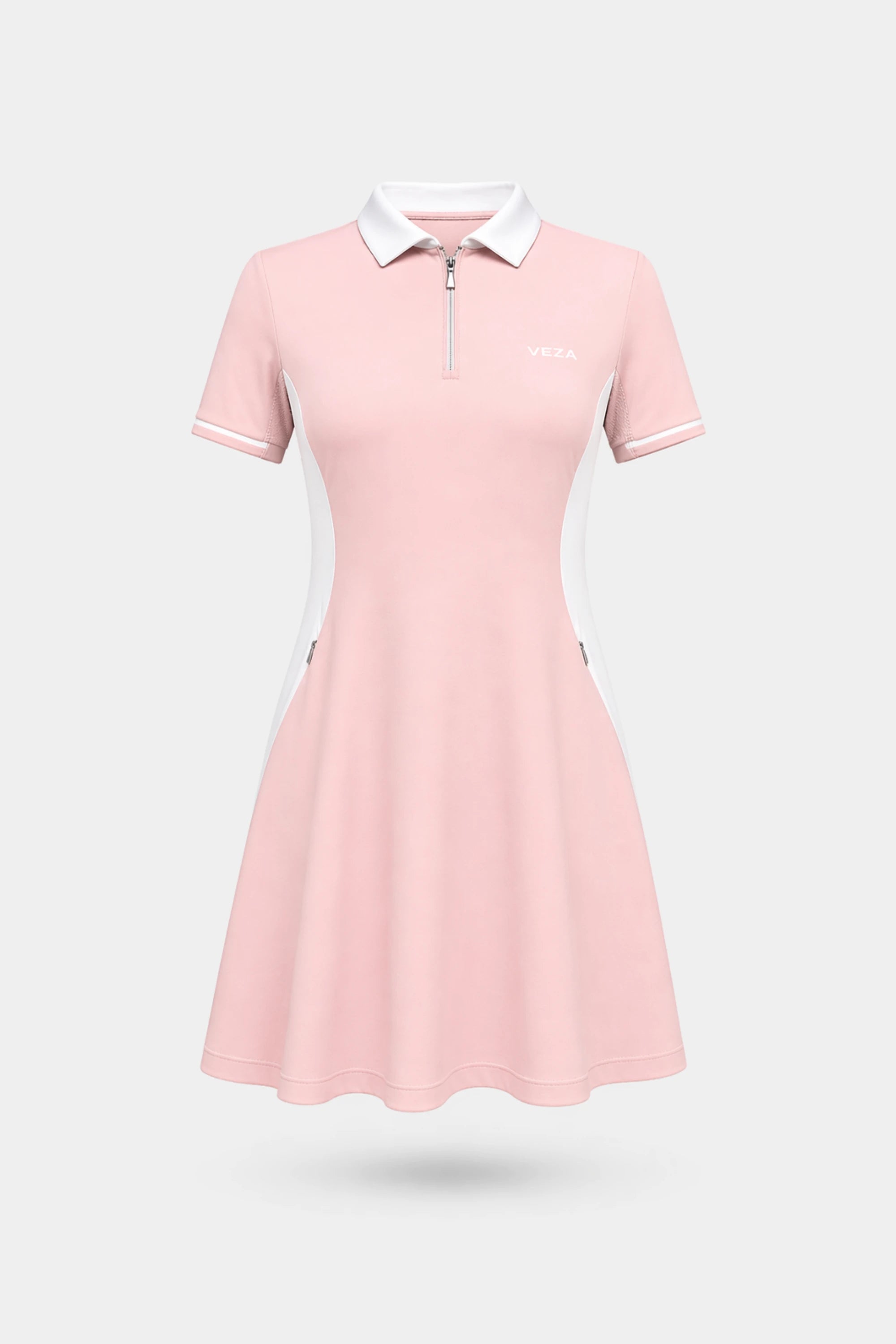The Contour Zip Polo Golf Dress - Pink