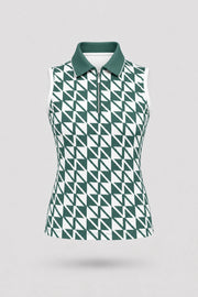 The Sleeveless Zip Neck Golf Polo - Signature Green