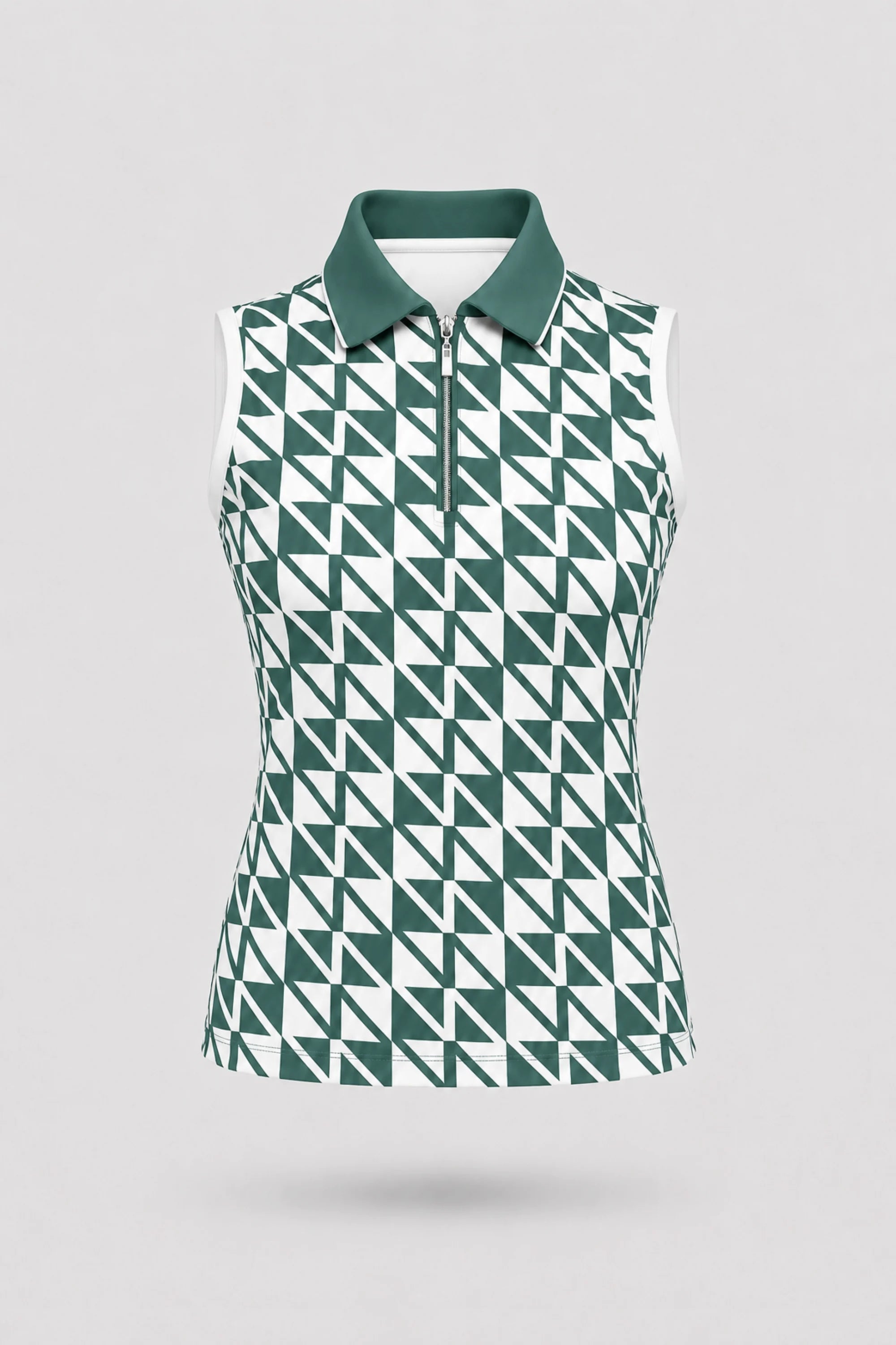 The Sleeveless Zip Neck Golf Polo - Signature Green