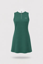 The Sleeveless Zip Golf Dress - Green