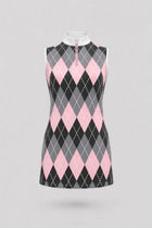 The Sleeveless Zip Golf Dress - Argyle