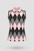 The Sleeveless Zip Neck Golf Polo - Argyle