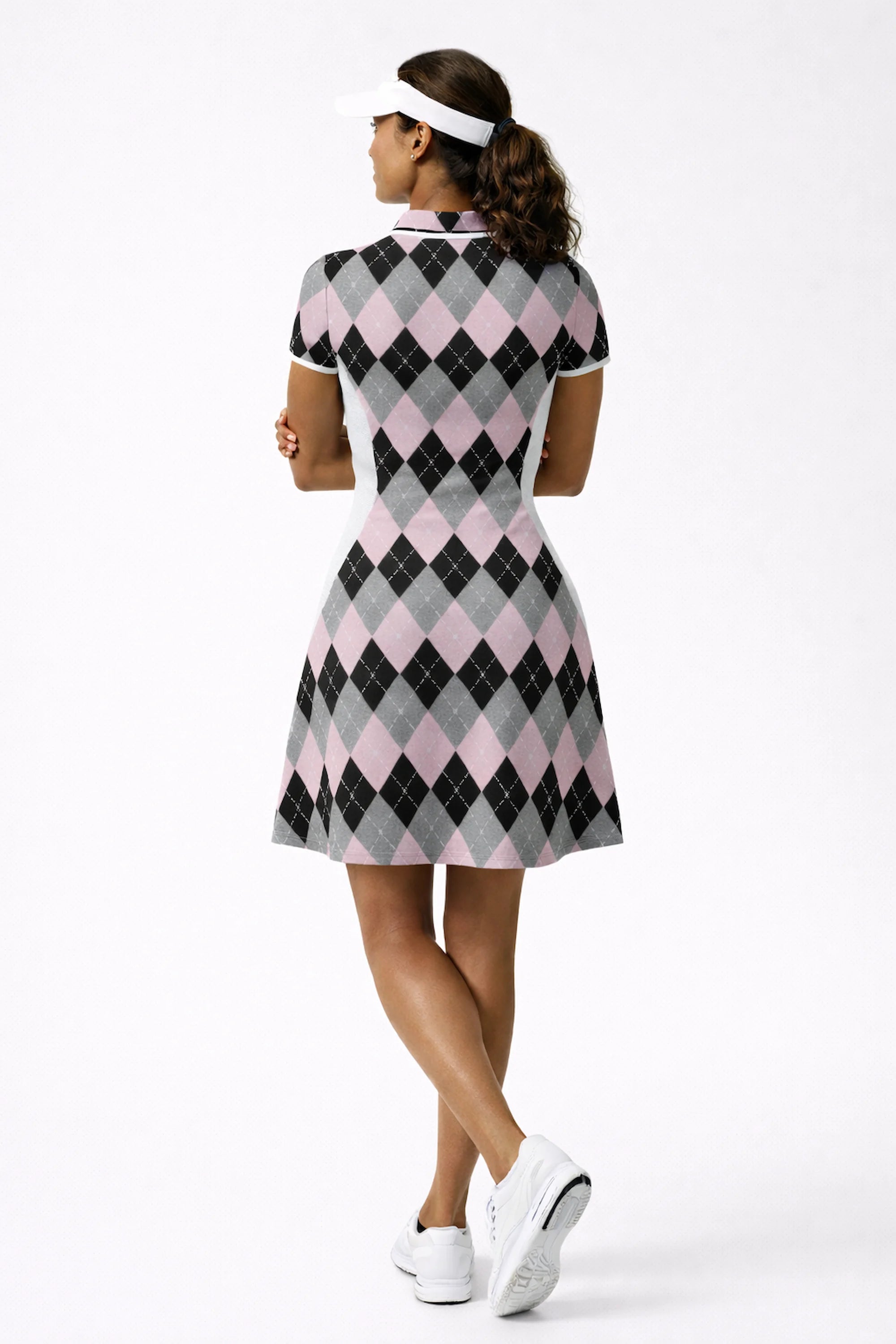 Rosé Short Sleeve Dress - Argyle