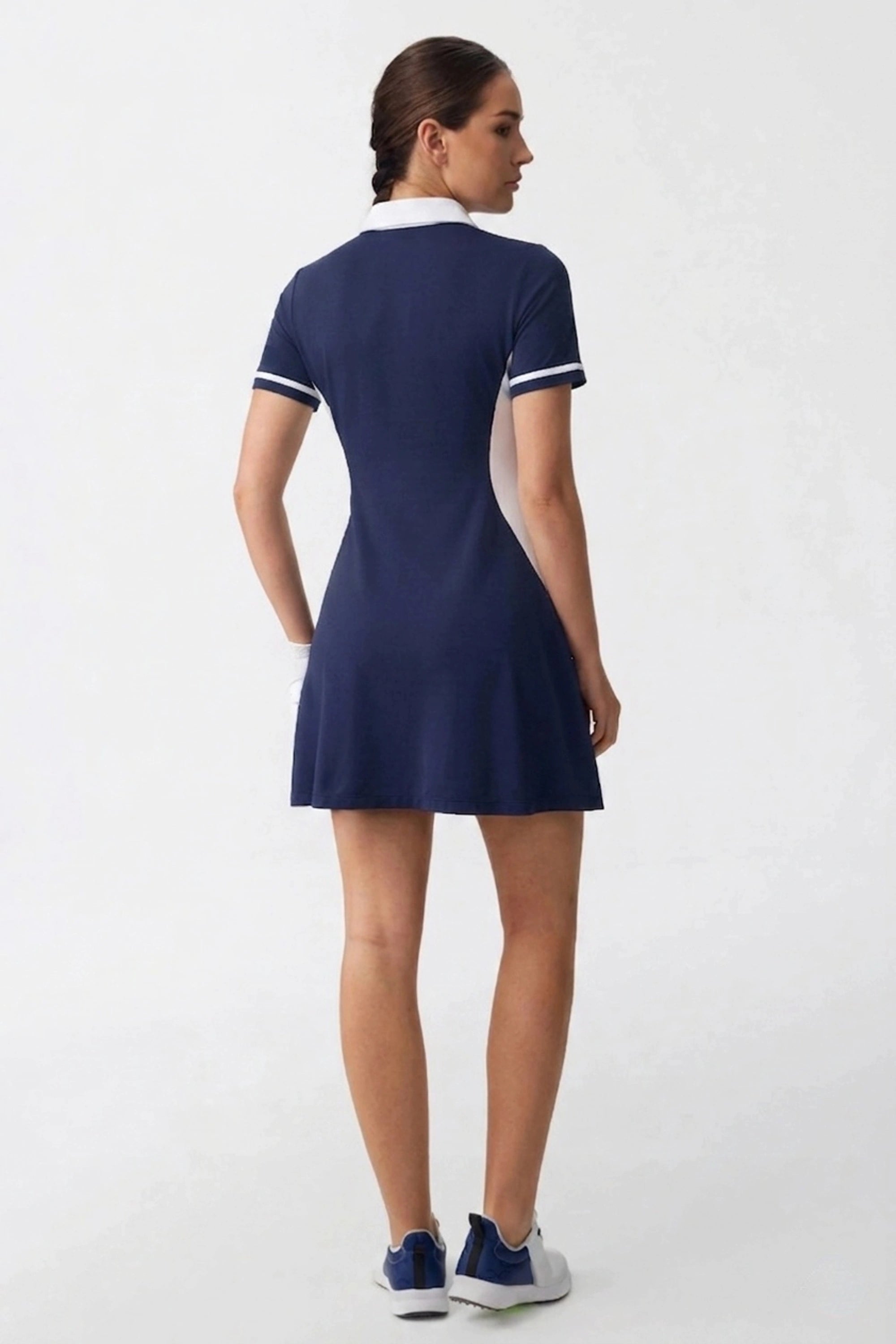 The Contour Zip Polo Golf Dress - Navy