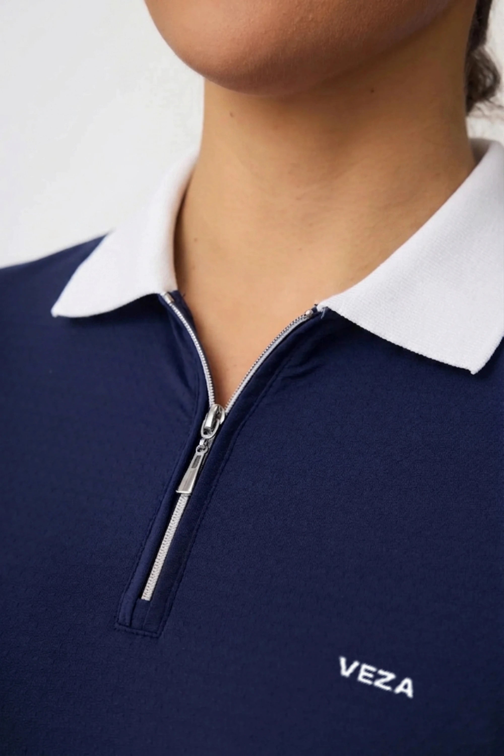 The Contour Zip Polo Golf Dress - Navy
