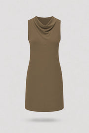Cowl Neck Sleeveless Dress - Toffee Brown