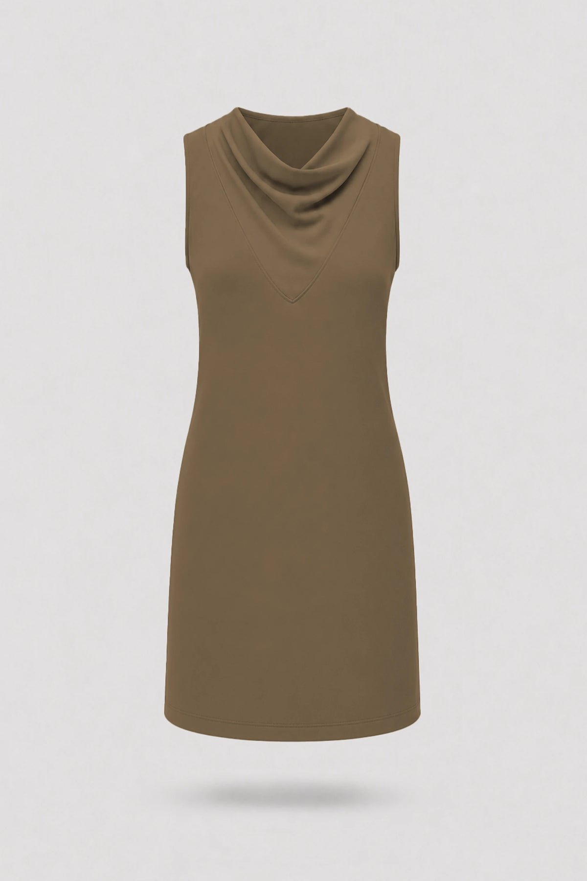 Cowl Neck Sleeveless Dress - Toffee Brown