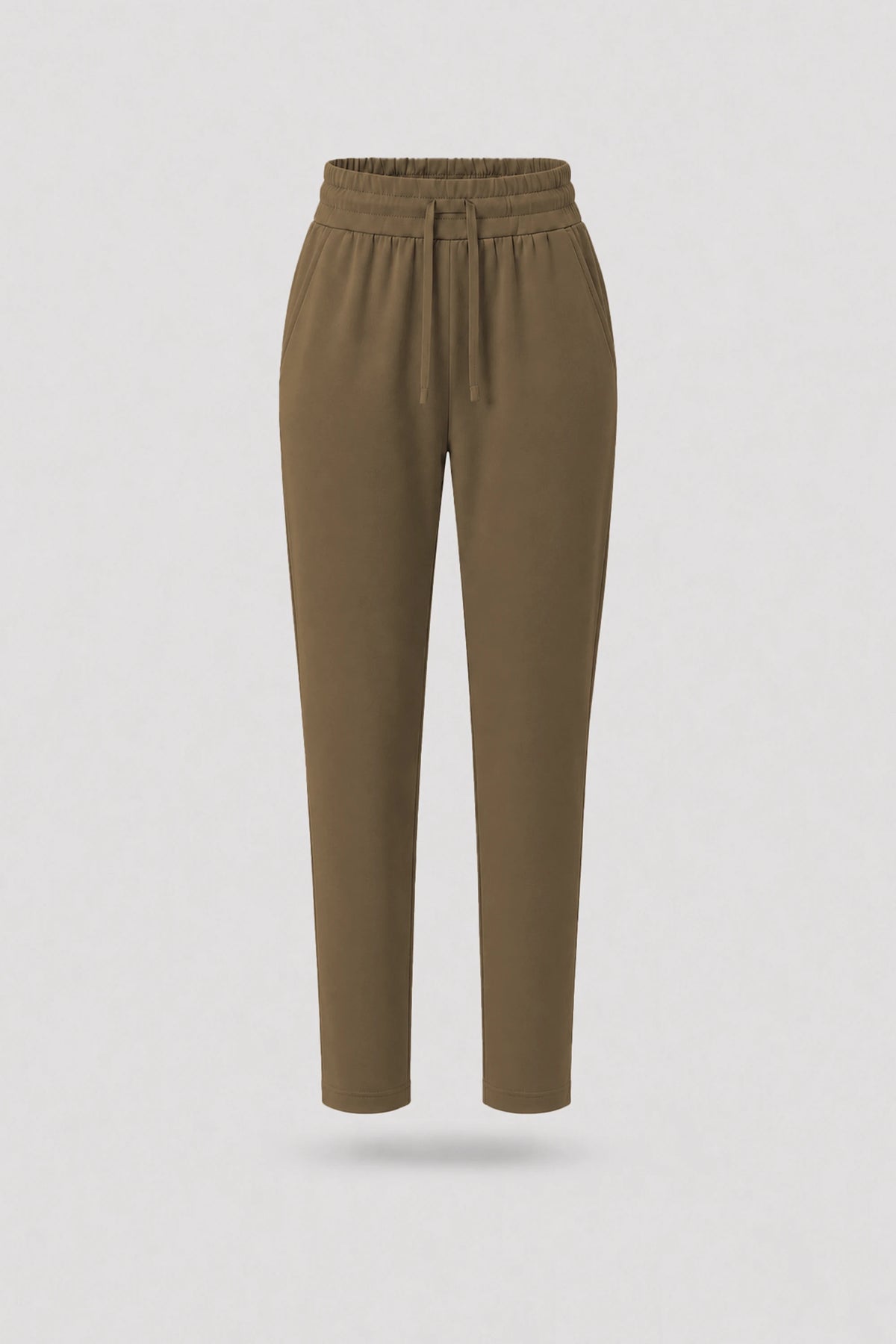 Drawstring Straight-Leg Pants - Toffee Brown