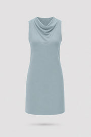 Cowl Neck Sleeveless Dress - Misty Blue