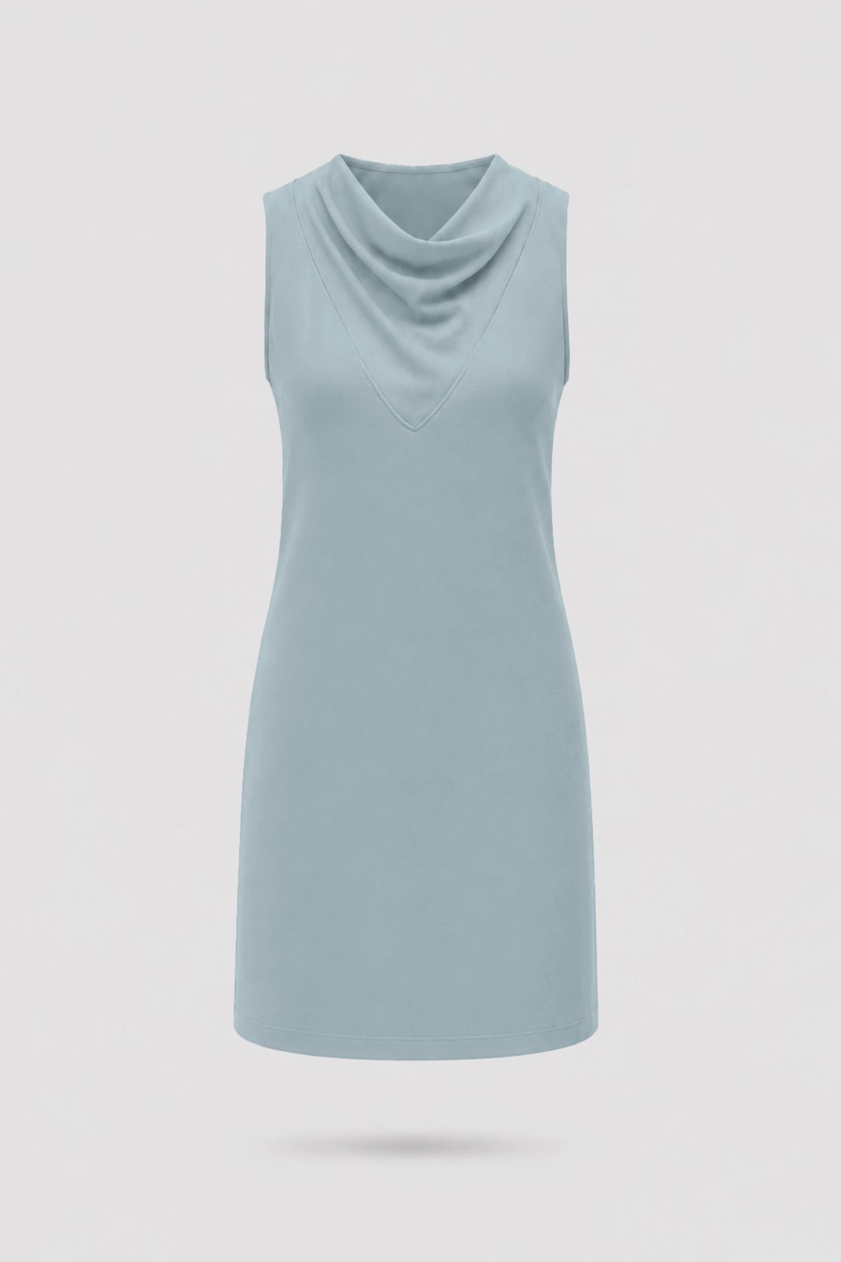 Cowl Neck Sleeveless Dress - Misty Blue