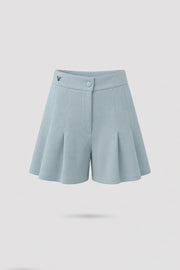 Pleated Tailored Shorts - Misty Blue