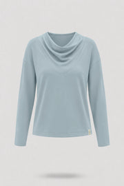 Cowl Neck Long Sleeve Top - Misty Blue