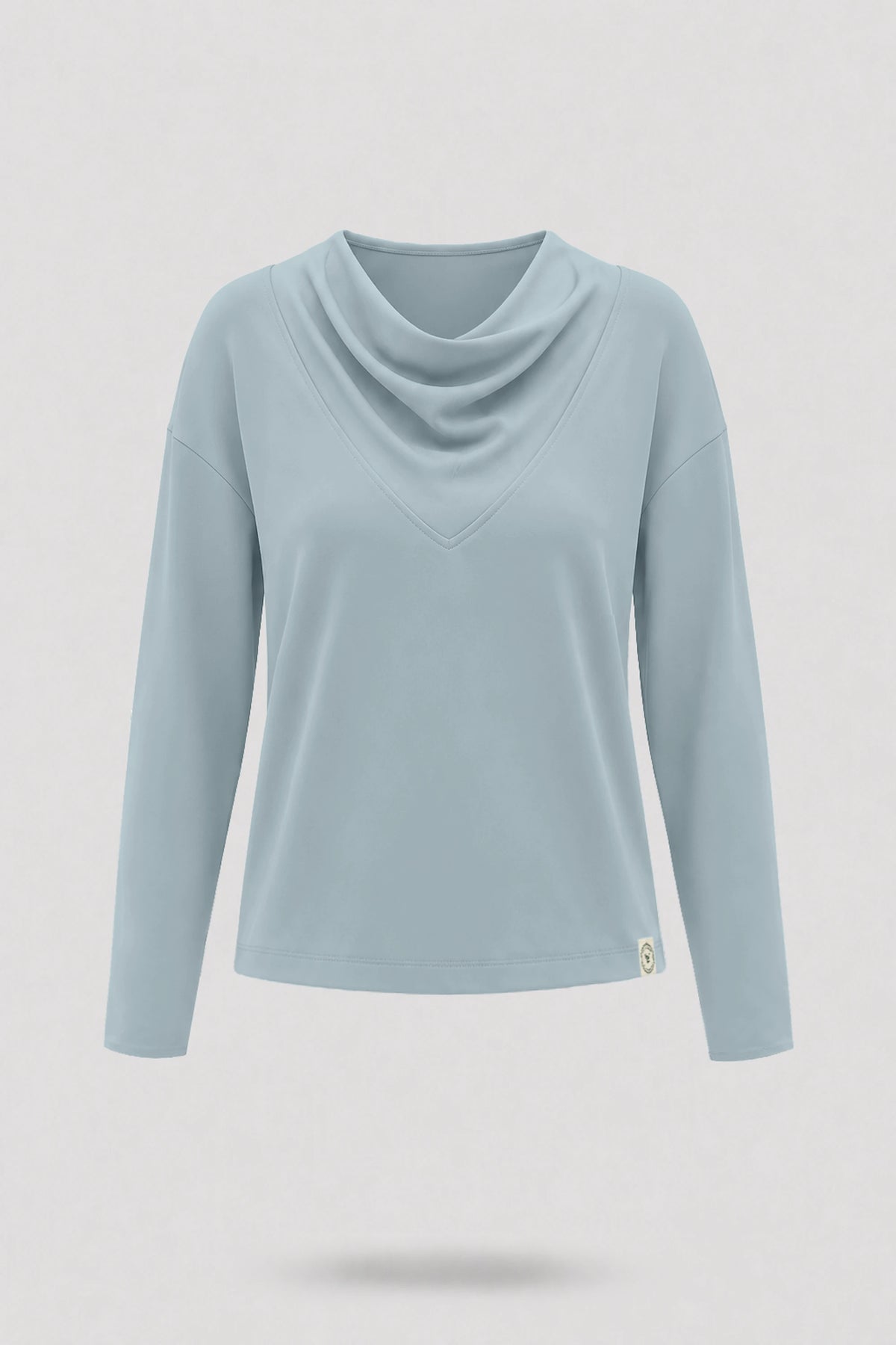 Cowl Neck Long Sleeve Top - Misty Blue