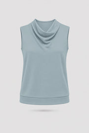 Cowl Neck Sleeveless Top - Misty Blue