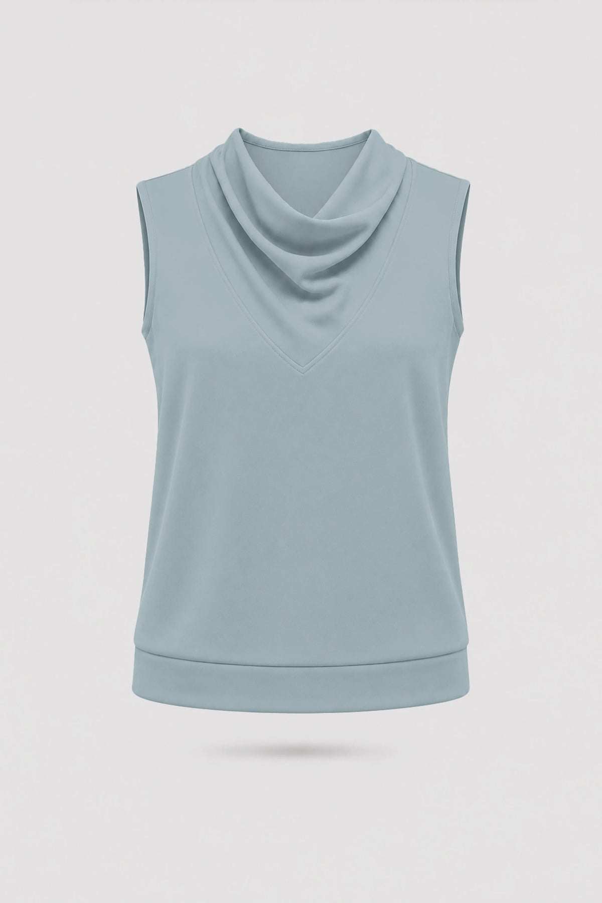 Cowl Neck Sleeveless Top - Misty Blue