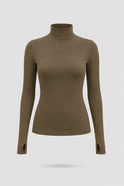 Luxe Stretch Turtleneck - Cocoa Brown