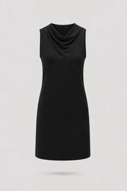 Cowl Neck Sleeveless Dress - Midnight Black