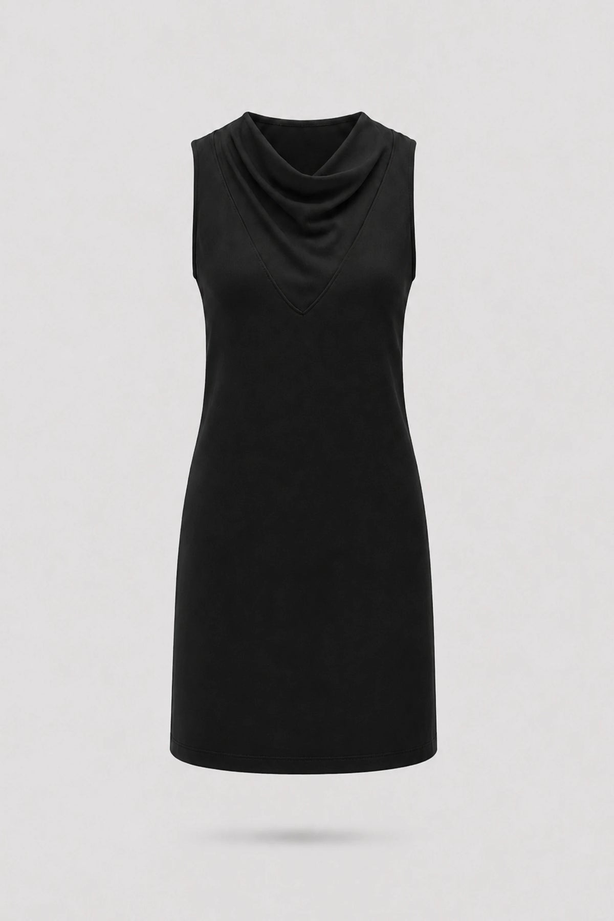 Cowl Neck Sleeveless Dress - Midnight Black