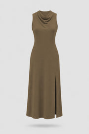 Cowl Neck Maxi Dress - Toffee Brown
