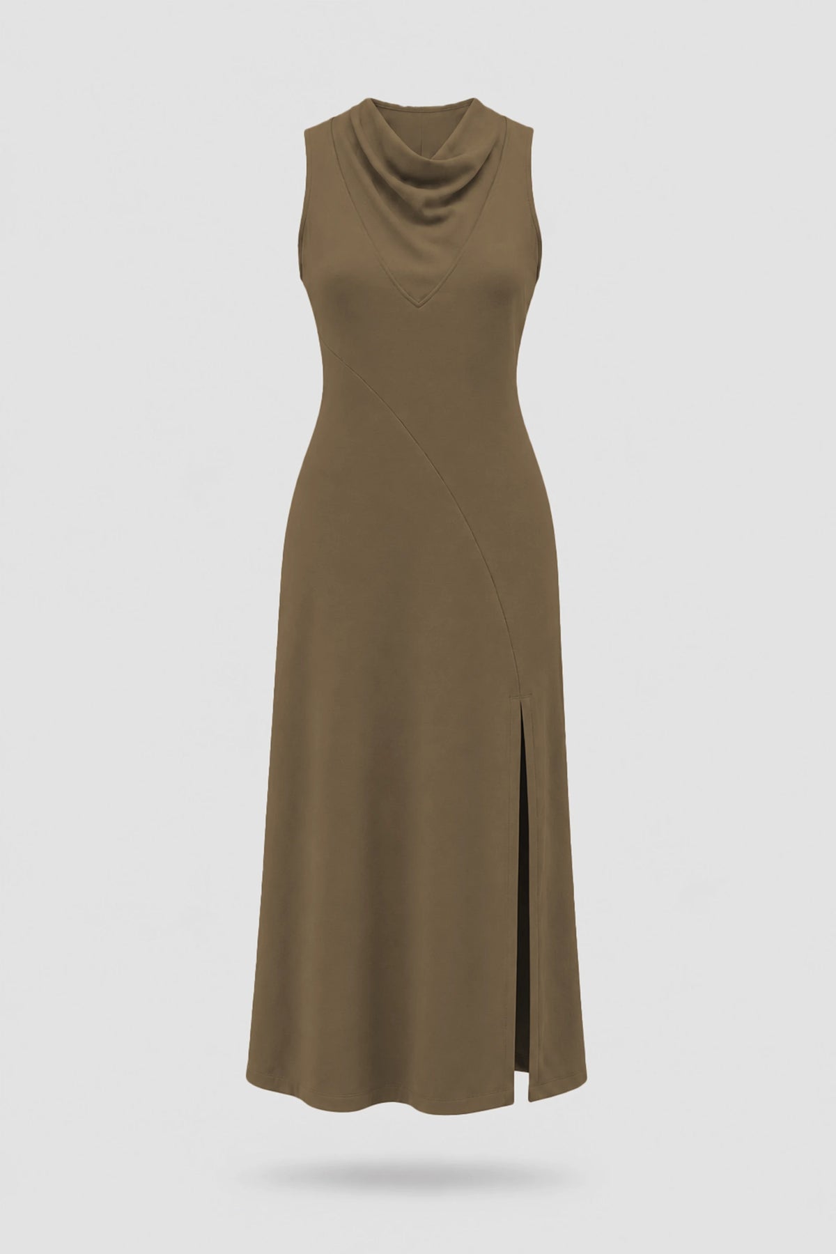 Cowl Neck Maxi Dress - Toffee Brown