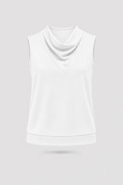 Cowl Neck Sleeveless Top - Cloud White