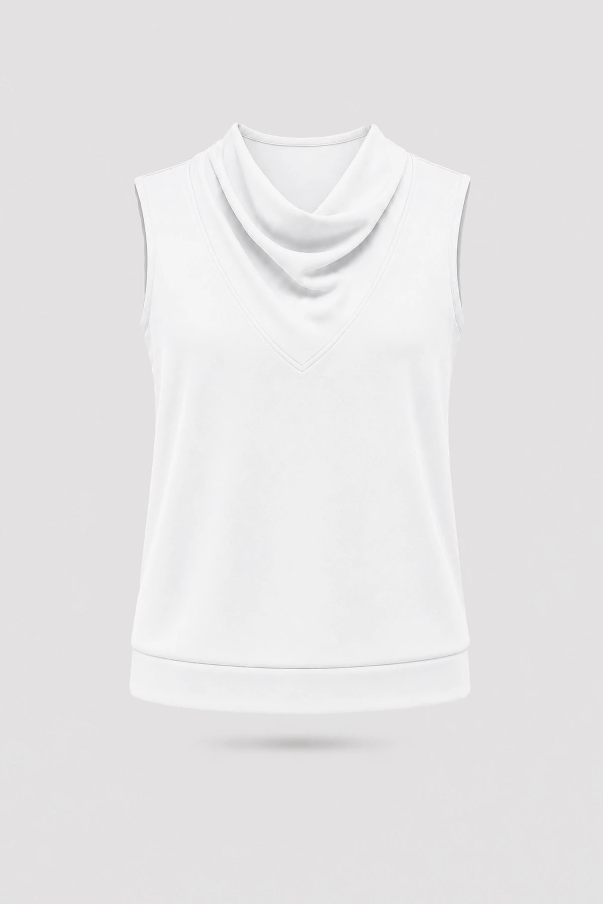 Cowl Neck Sleeveless Top - Cloud White