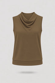 Cowl Neck Sleeveless Top - Toffee Brown