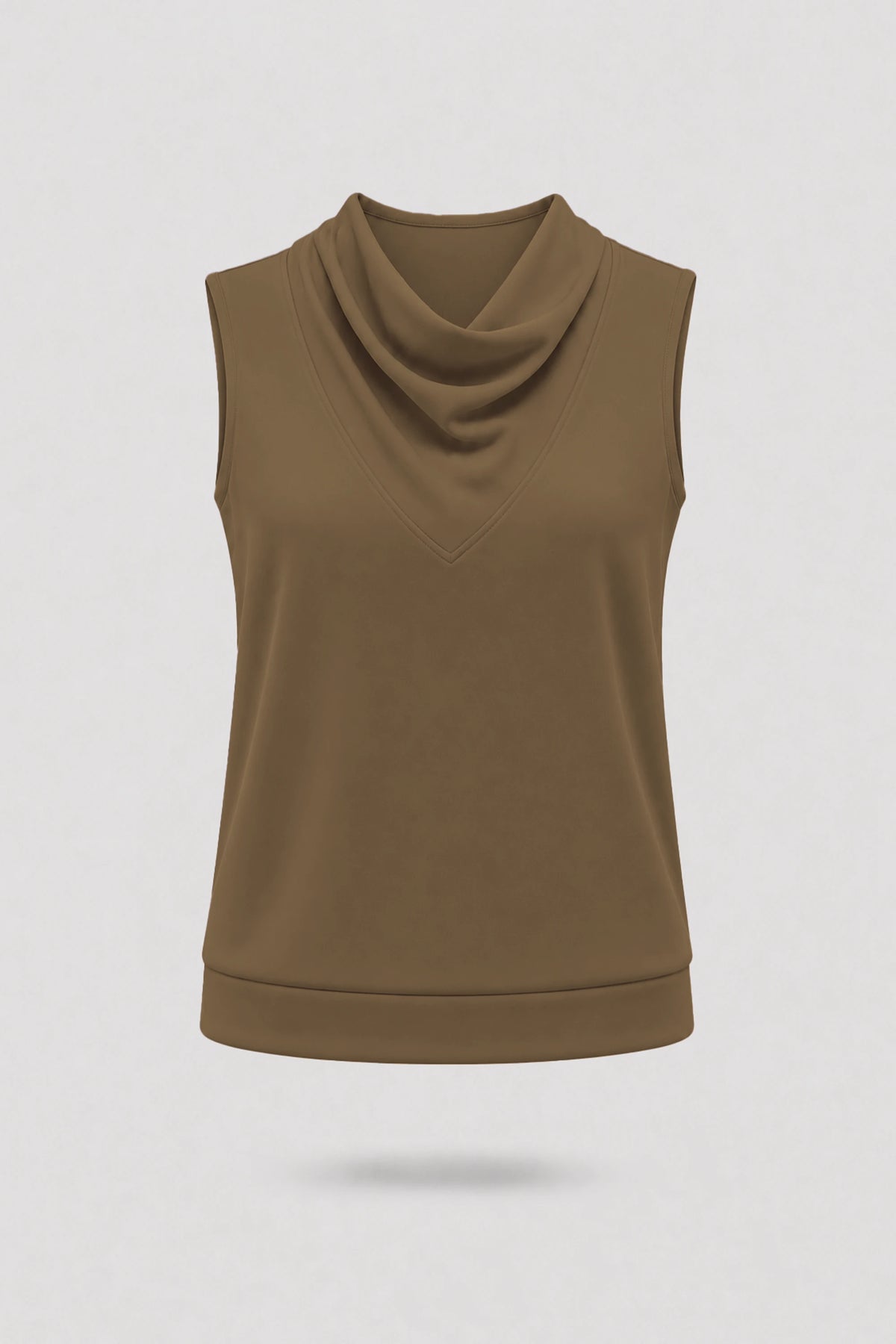 Cowl Neck Sleeveless Top - Toffee Brown
