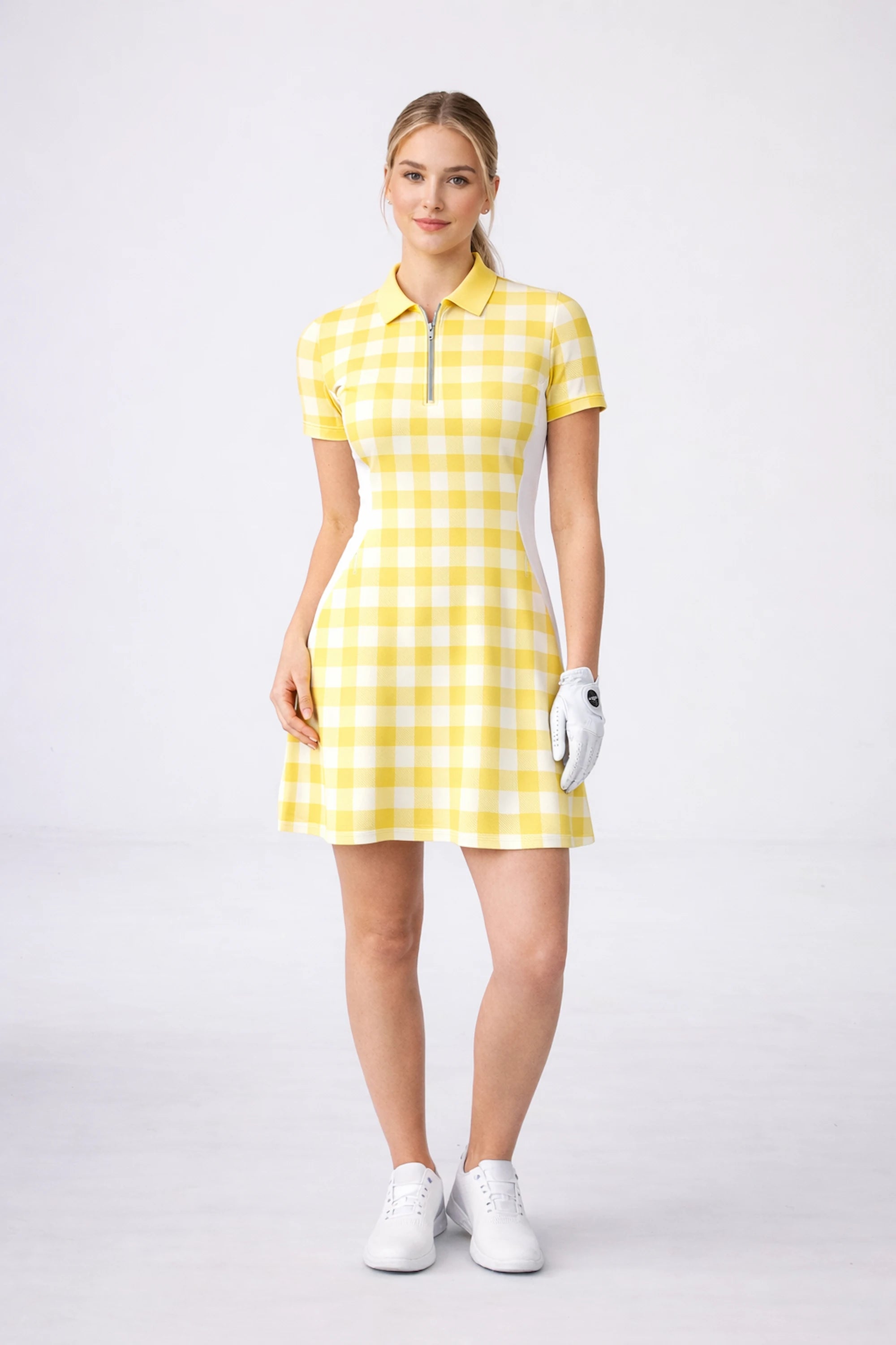 Meringue Short Sleeve Dress - Yellow Gingham