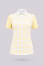 The Sculpt Golf Polo - Yellow Gingham