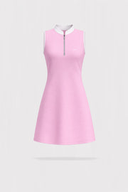 The Sleeveless Zip Golf Dress - Pink