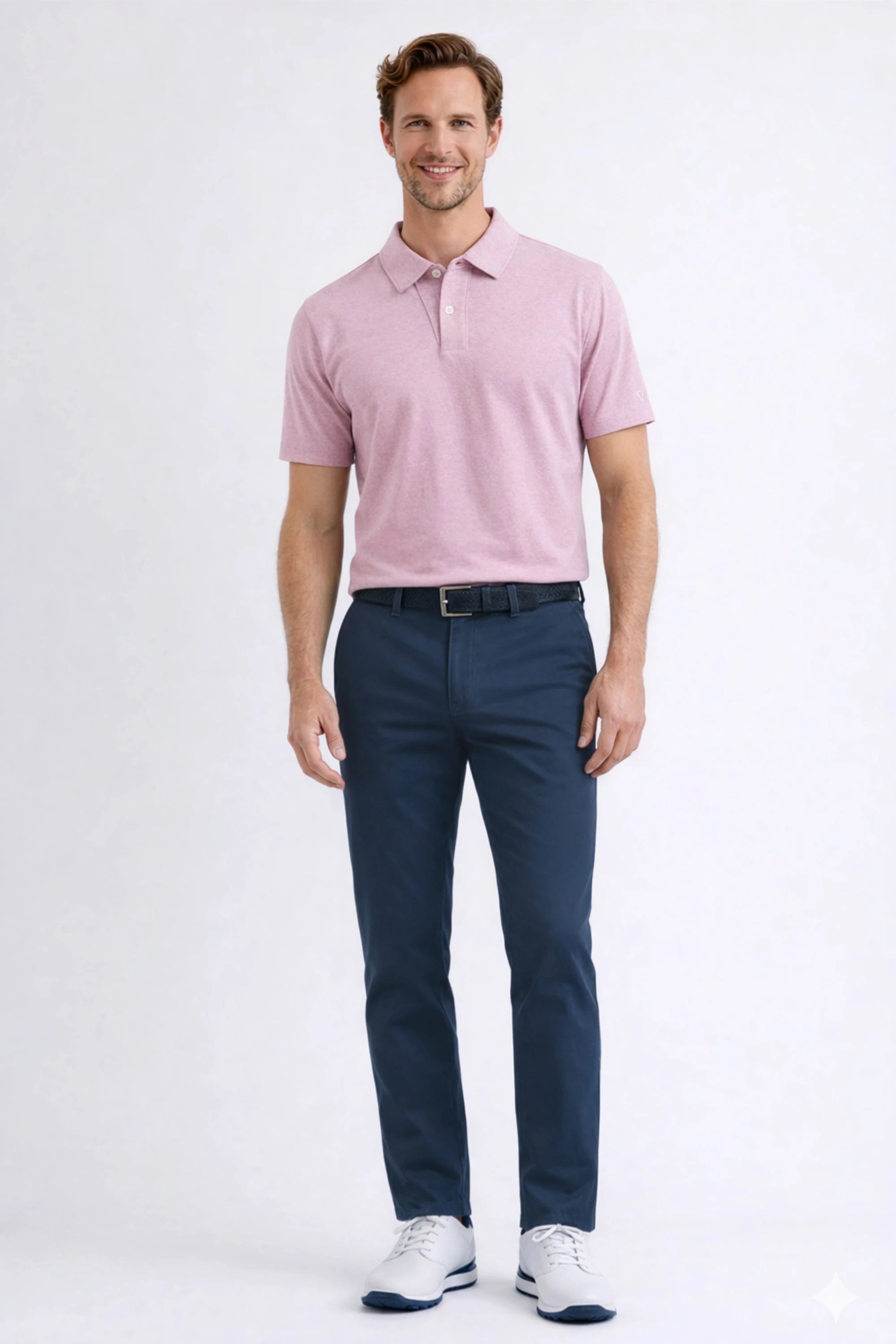 Men’s Oxford Navy golf pants with a tapered silhouette designed for a polished golf and everyday look