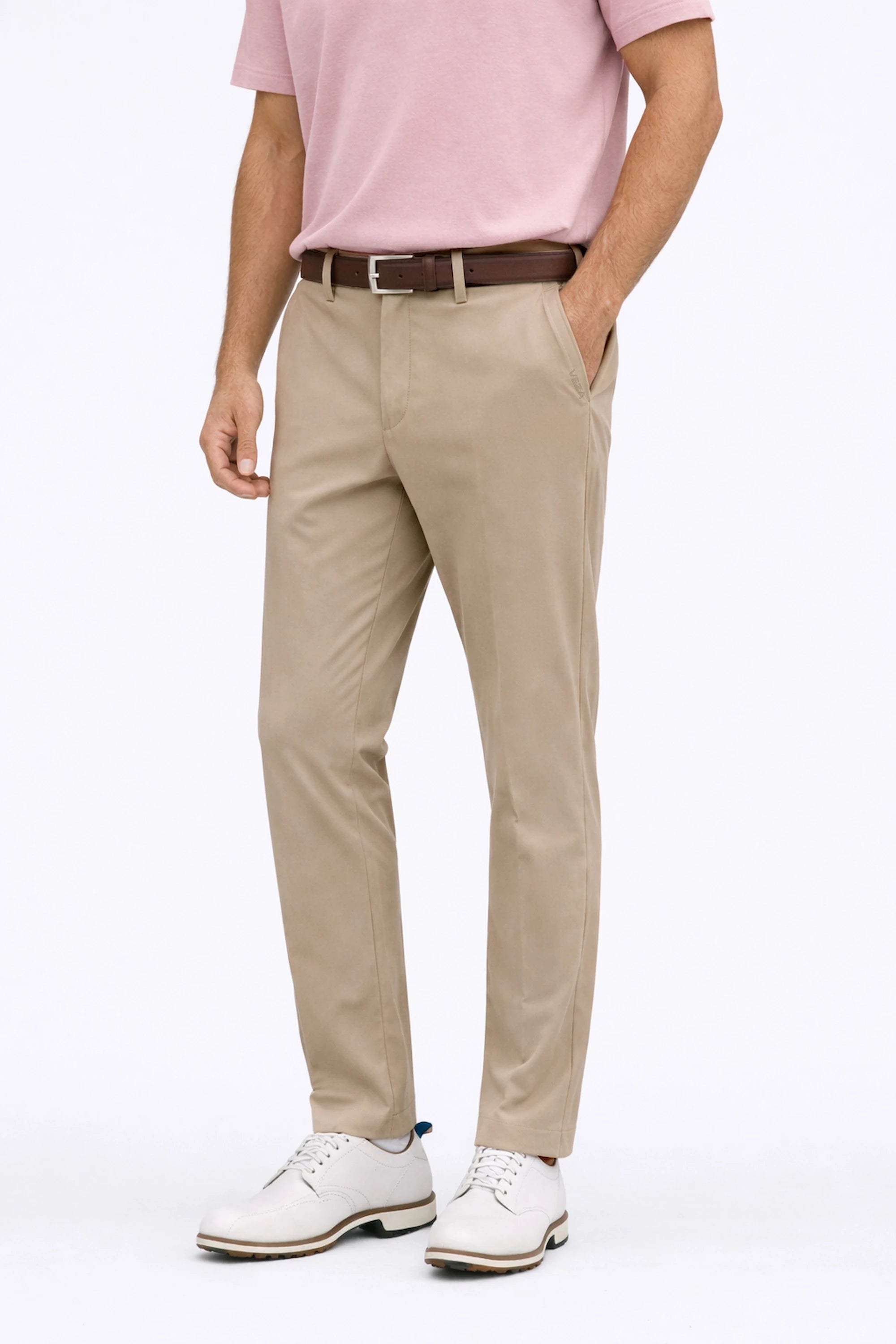 Men’s Warm Sand golf pants with a tapered tailored design for polished golf and everyday wear