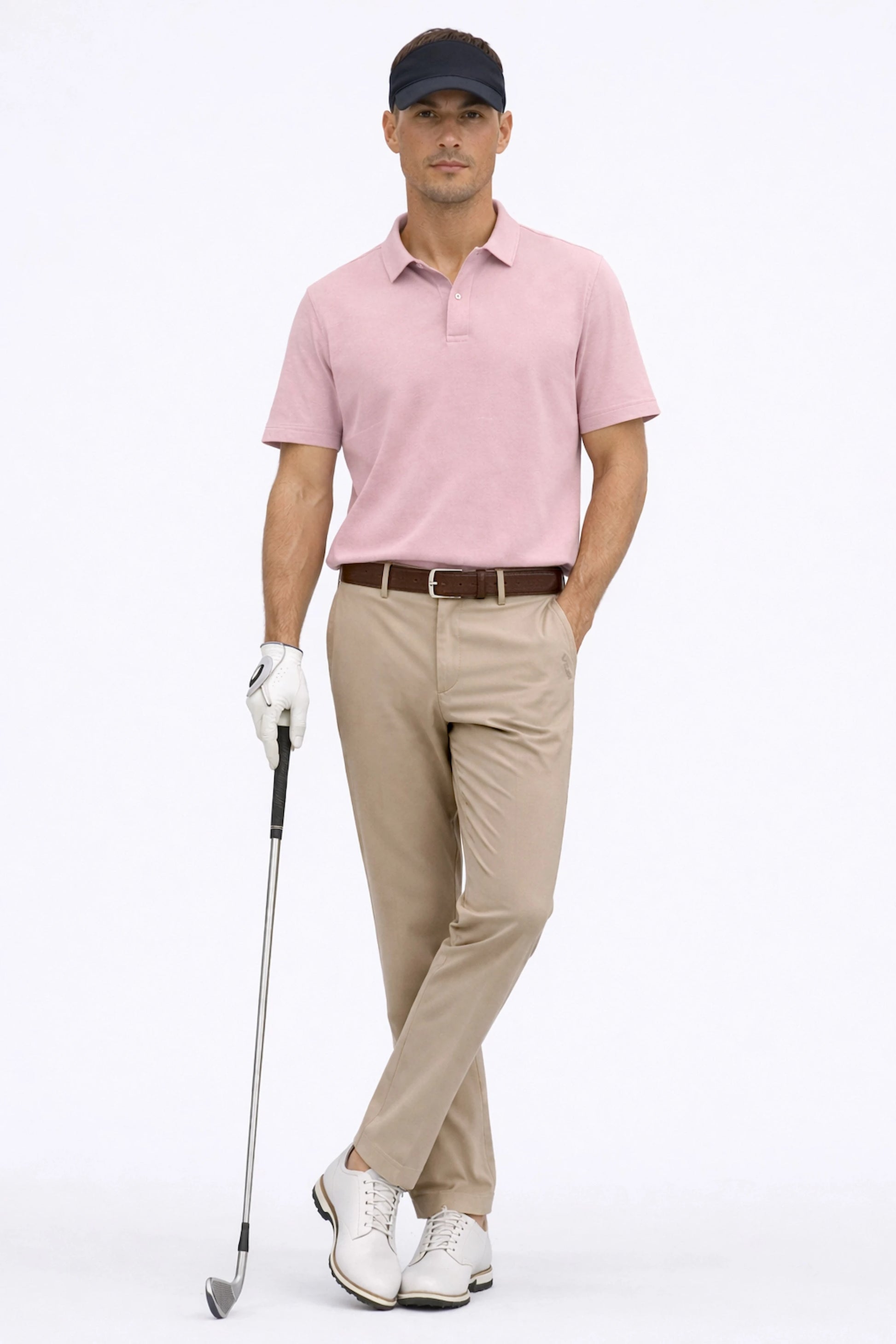 Men’s warm sand tapered golf pants styled for a modern golf look with comfortable movement