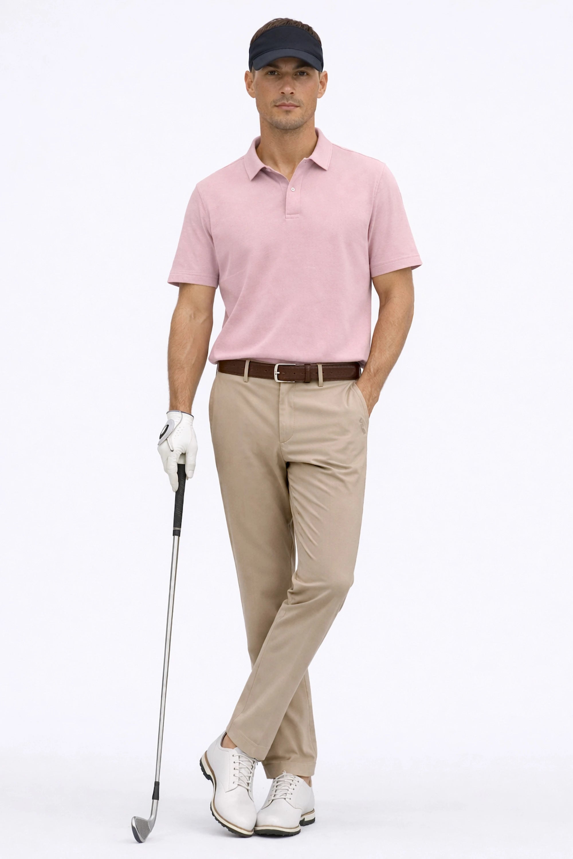 Men’s warm sand tapered golf pants styled for a modern golf look with comfortable movement