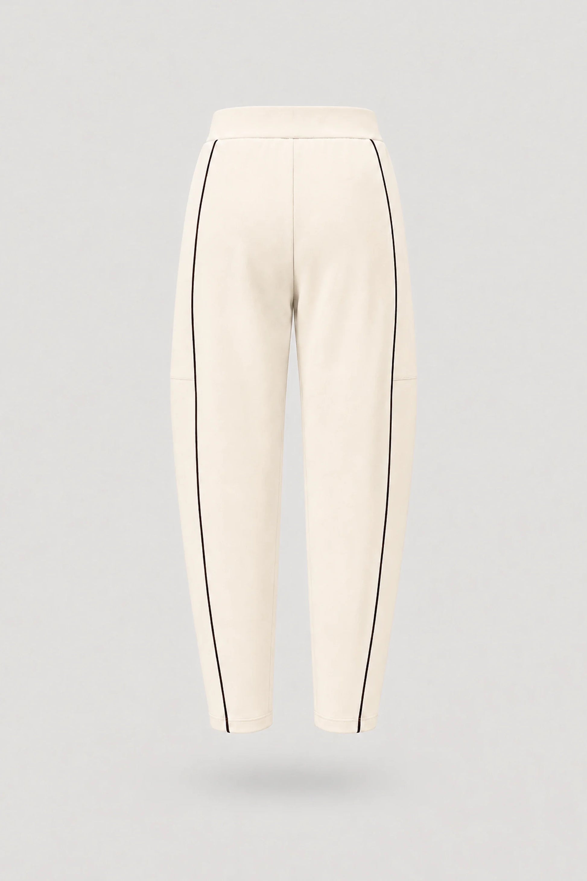 Back view of women's Ivory barrel leg pants with relaxed fit and premium soft fabric