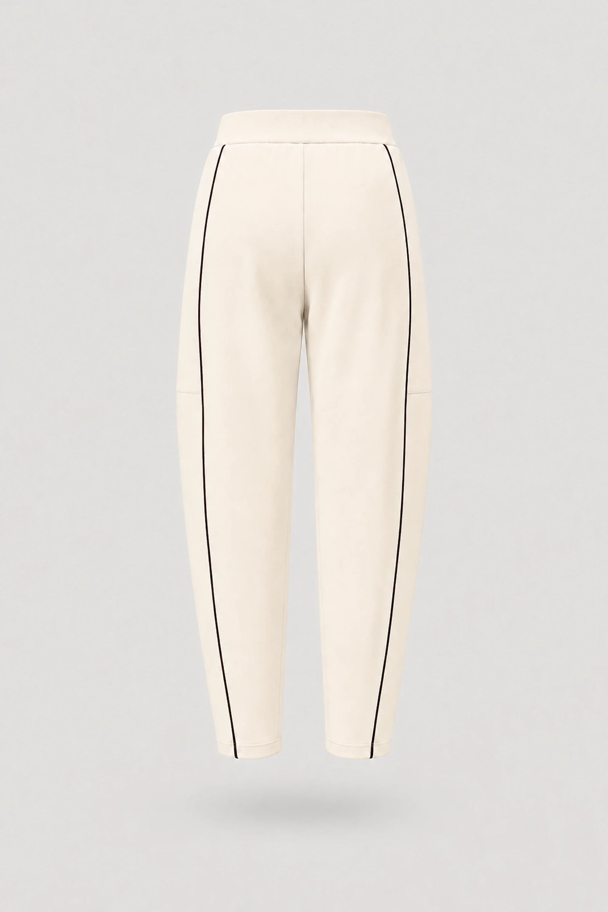 Back view of women's Ivory barrel leg pants with relaxed fit and premium soft fabric