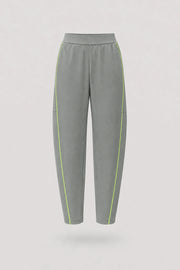 Women's Sage Grey barrel leg pants with relaxed silhouette and soft stretch fabric