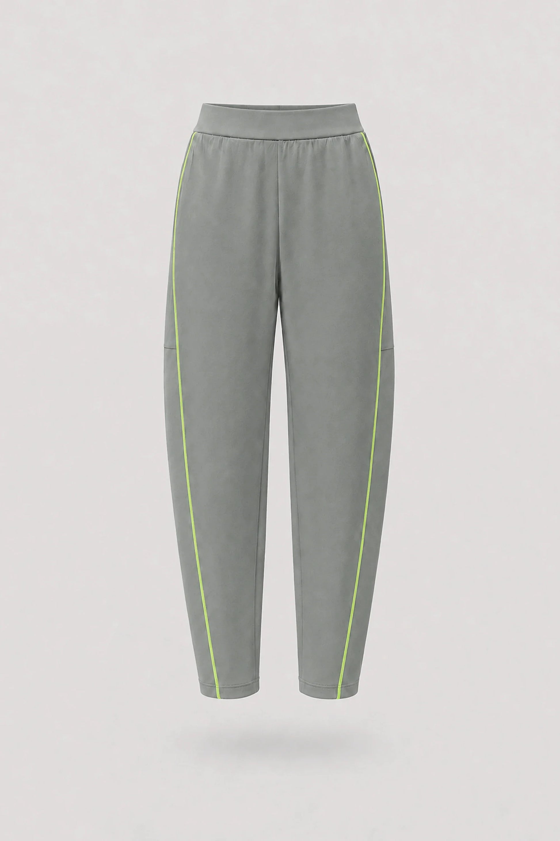 Women's Sage Grey barrel leg pants with relaxed silhouette and soft stretch fabric