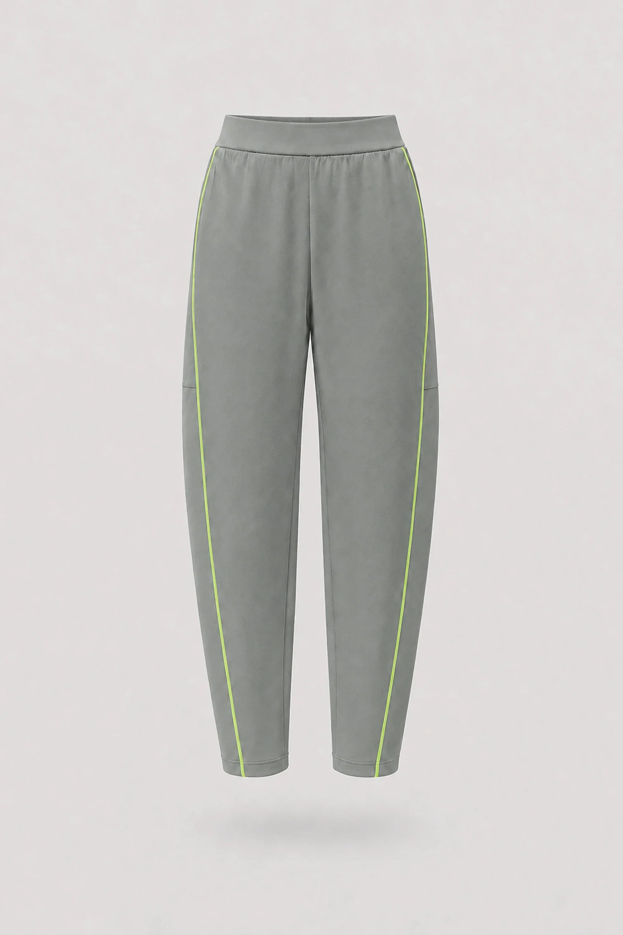 Women's Sage Grey barrel leg pants with relaxed silhouette and soft stretch fabric