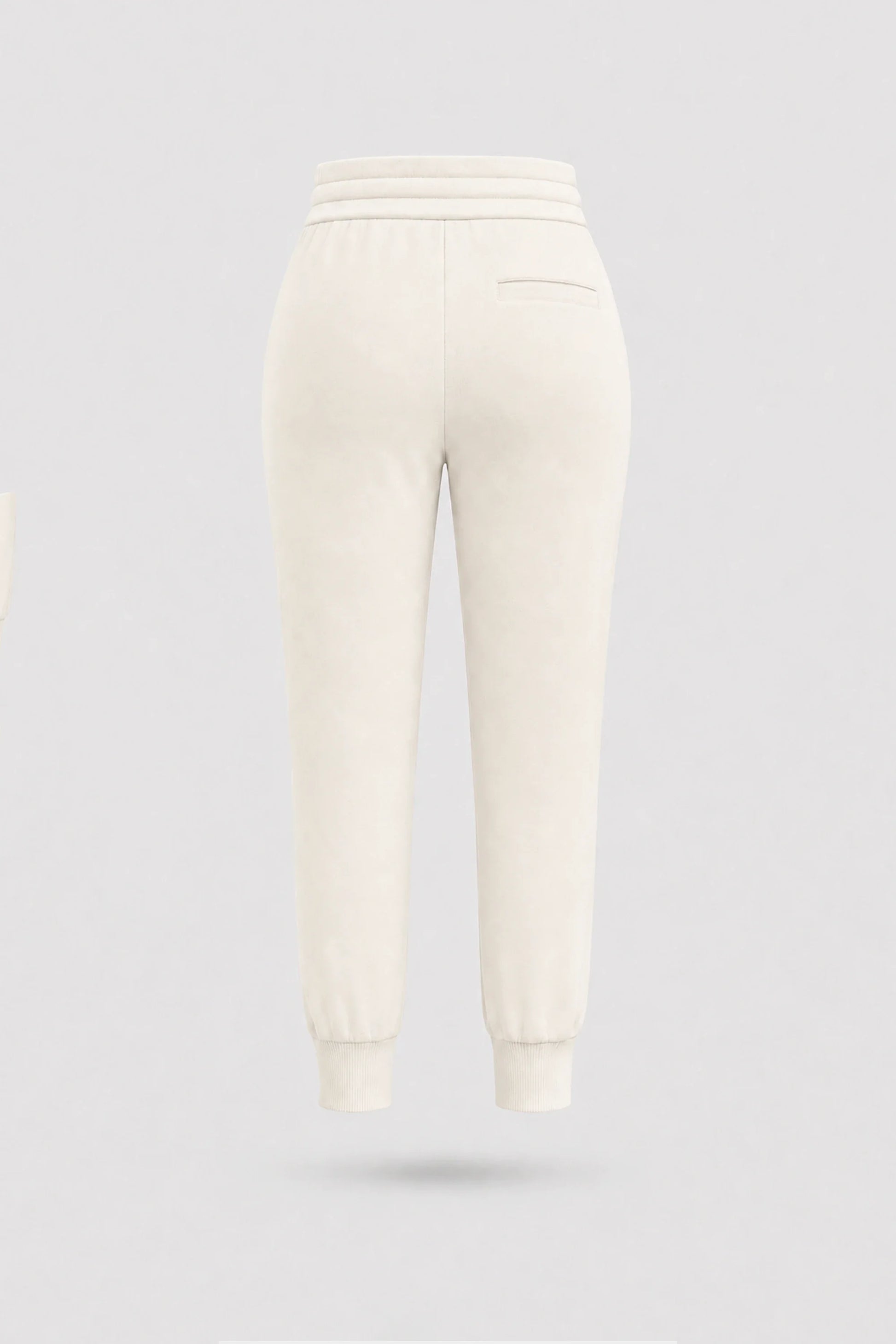 Back view of women's Ivory jogger pants with adjustable waistband and comfortable relaxed fit