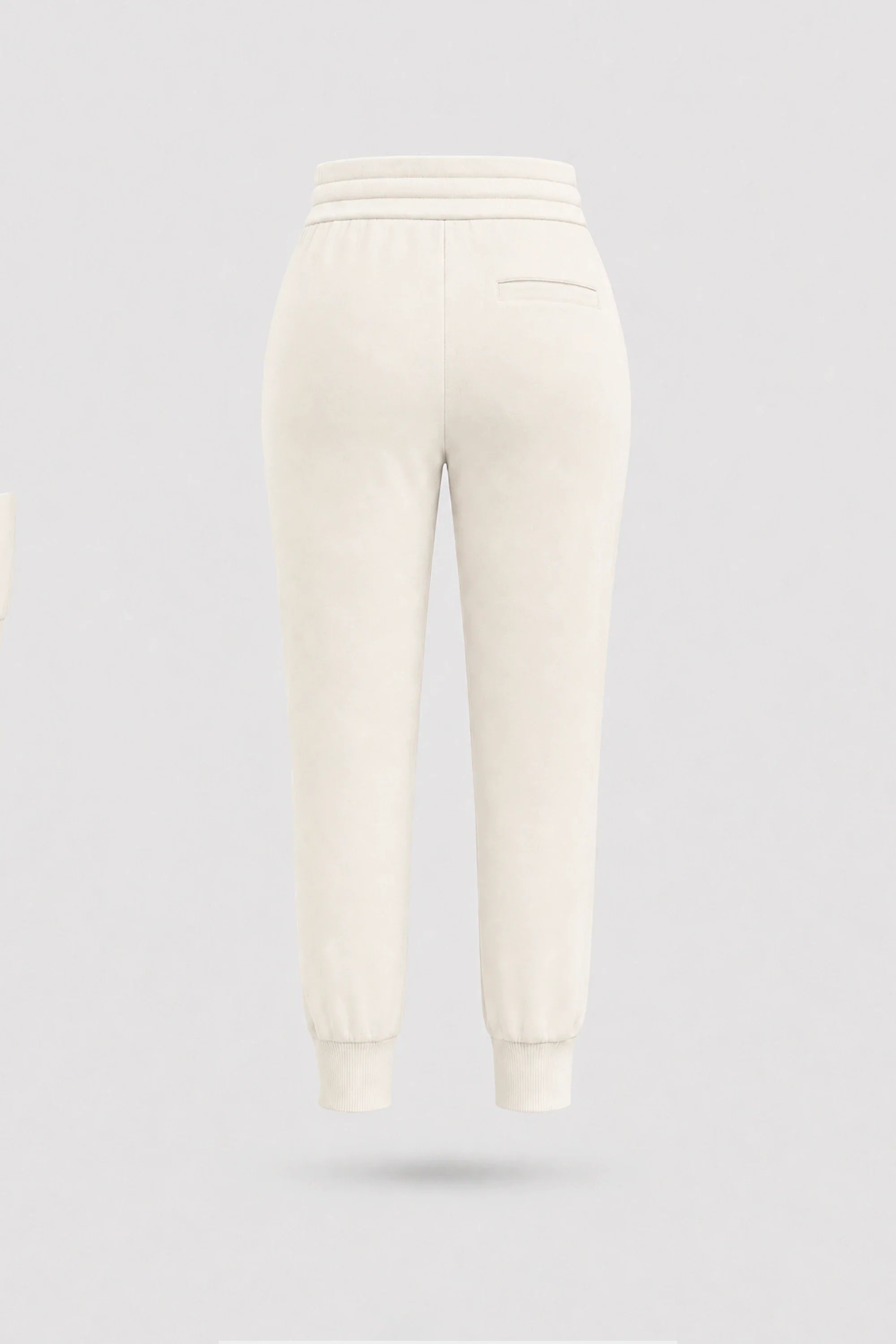 Back view of women's Ivory jogger pants with adjustable waistband and comfortable relaxed fit