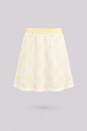 Women’s yellow gingham everyday golf skort with a high-rise waistband and A-line silhouette front view